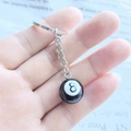 Resin black number 8 pool billiard ball keychain accessory with silver metal ring - Small Black 8 Ball (1.6CM)