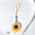 Porte-clés tournesol avec cordon orange et fermoir mousqueton argenté - Style Dragonne Téléphone Tournesol