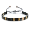 Detailed view of handmade MIYUKI Tila bead bracelet with gold and marble textures - Matte Black And Gold Splicing Style (SL033-5)