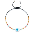 Bohemian Evil Eye beaded bracelet with colorful Miuki beads and adjustable black cord - Oval Style (HGSL009-1)