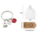 Kit porte-clés pomme Thank you avec sac en organza et étiquettes cadeau en kraft brun - Fleur Blanche Avec Emballage