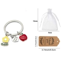 Porte-clés Thank You avec pomme rouge, fleur jaune, cœur et pochette en organza - Fleur Jaune Avec Emballage
