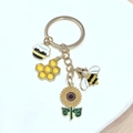 Porte-clés abeille et tournesol avec breloques pot de miel et nid d'abeille doré - Style Tournesol Perle Abeille