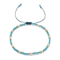 Pulsera ajustable de cuentas Miyuki con perlas de agua dulce y cordón trenzado azul y oro - Azul Verde (SL015-1)