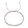 Pulsera tejida ajustable minimalista con cuentas Miyuki y perlas de agua dulce de estilo bohemio - Gris (SL015-2)
