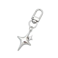 Porte-clés étoile à quatre branches en argent poli avec fermoir mousqueton - Boucle Porte Étoile à Quatre Branches Argent (LQ-01924)