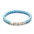 Blauwe LOVE kralenarmband in snoepkleuren met vergulde accenten voor vrouwen - Hemelsblauw Stijl (SL1169)