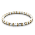 Weißes und goldenes elastisches Perlenarmband mit LOVE-Buchstaben im modischen Candy-Stil - Weißer Stil (SL1175)