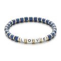 Dunkelblaues LOVE-Perlenarmband in Bonbonfarben mit goldenen Zwischenperlen - Dunkelblauer Stil (SL1179)