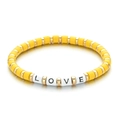 Vibrant gelbes Perlenarmband LOVE mit goldenen Metall-Abstandshaltern und Buchstabenperlen - Gelber Stil (SL1180)