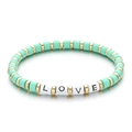 Buntes LOVE-Perlenarmband in Mintgrün mit goldenen Akzenten und Buchstabenperlen - Minzgrüner Stil (SL1178)