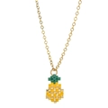 Detail der Perlen-Ananas-Anhänger an Goldkette mit bunten gewebten Perlen für Damen - Gelbgrüne Ananas (XN094-3)