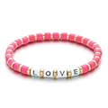 Boho elastisches Perlenarmband mit rosa Perlen und goldenen Akzenten sowie LOVE-Buchstaben - Rosaroter Stil (SL1181)