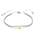 Pulsera de cuentas Miyuki gris con perla central y detalles dorados, cierre ajustable - Estilo de Perlas y Cuentas Gris (QQ354) / Gris (QQ354)