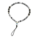 Detail of Y2K beaded phone charm with evil eye bead and black white clay disc beads - Black White Gray Evil Eye Style(SL1407)