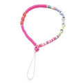 Detail of Y2K colorful beaded phone strap with LOVE letters and pink flower pendant - Pink LOVE Flower Style(SL1408)