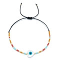 Handmade woven bracelet with colorful beads and heart-shaped shell evil eye charm - Heart Style (HGSL009-3)