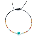 Bohemian Miyuki bead bracelet with black cord and evil eye charm in droplet shape - Water Drop Style (HGSL009-5)