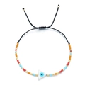 Bohemian Miyuki bead bracelet with triangle evil eye charm and black woven string - Triangle Style (HGSL009-6)
