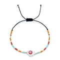 Bohemian Hamsa Hand and Evil Eye beaded bracelet with adjustable black braided rope - White Hamsa Hand Style (HGSL009-8)