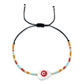 Adjustable black woven bracelet with red devil eye drop bead and Miyuki seed beads - Red-black Eye Water Drop Style (HGSL009-13)