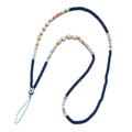 Makro-Detail der Y2K Handy-Halskette mit LOVE-Perlen und blauem Evil Eye Glücksbringer - Dunkelblaues LOVE Stil(SL1425)