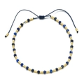 Handmade Miyuki seed bead and natural stone faceted bracelet with adjustable blue cord - Bracelet / Deep Blue Faceted Bead Style (SL108-2)