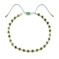 Detail of turquoise beaded necklace with gold metal spacers and adjustable slider knot - Bracelet / Turquoise Faceted Bead Style (SL108-4)