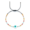 Handmade Miyuki bead bracelet with blue evil eye charm and adjustable black cord - Blue Core Round Bead Style (HGSL009-16)
