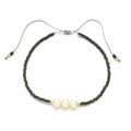 Handmade Bohemian bracelet featuring freshwater pearls and dark metallic seed beads - Dark Gray Style (QQ409)