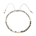 Handmade MIYUKI bead bracelet with grey drawstring cord and natural stone accents - Gold Grey Black Tones Style (QQSL013-8)