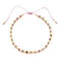 Detail of pink natural stone beaded bracelet with adjustable cord and golden spacers - Bracelet / Pink Purple Faceted Bead Style (SL108-9)