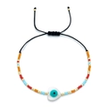 Bohemian Miyuki seed bead bracelet with shell heart evil eye pendant and adjustable cord - Shell Texture Heart Style (HGSL009-18)