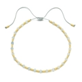 Minimalist handmade beaded bracelet with blue faceted stones and gold beads on gray cord - Bracelet / Pale Blue Faceted Bead Style (SL108-10)