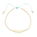 Bohemian adjustable bracelet with Japanese glass beads and natural freshwater pearls - Beige Style (QQ411)