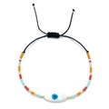 Colorful Miyuki seed bead bracelet with shell Evil Eye and adjustable orange cord - Shell Texture Oval Style (HGSL009-19)