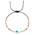 Bohemian woven bracelet with colorful beads and white evil eye cross pendant - White Base Cross Style (HGSL009-20)