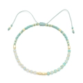Minimalist MIYUKI bead bracelet in mint blue and gold with adjustable woven cord strap - Mint Green Light Blue Style (QQSL013-4)