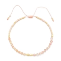 Minimalist MIYUKI beaded bracelet with pink natural stones and golden metal accents - Flesh Pink Light Orange Style (QQSL013-2)