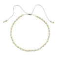 Detail of adjustable gray cord bracelet with matte gray and gold beads in macro view - Gray Gold With Gray Blue Cord (QQ436)