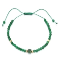 Bohemian 4mm green stone beaded bracelet with adjustable cord and gold accents - Green