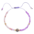 Bohemian adjustable beaded bracelet with natural stone and purple gradient beads - Purple
