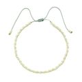 Bohemian adjustable beaded bracelet with mint green resin beads and gold accents - Light Green Gold With Green Cord (QQ442)