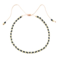 Detail of bohemian gray and gold beads on an adjustable pink braided string bracelet - Gray Gold With Pink Cord (QQ445)