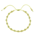 Detail of bohemian adjustable bracelet with olive green faceted stone beads and gold accents - Faceted Round Beads Rope (QQ294) / Olive Green (QQ294)