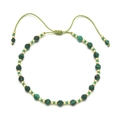 Bohemian 4mm faceted green stone beaded bracelet with adjustable green woven cord - Faceted Round Beads Rope (QQ295) / Deep Green (QQ295)