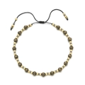 Detail of bohemian beaded bracelet featuring faceted stone beads and adjustable cord - Faceted Round Beads Rope (QQ296) / Black (QQ296)