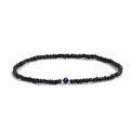 Minimalist beaded bracelet with small black seed beads and a faceted blue centerpiece bead - Black (2)