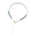 Dettaglio del cinturino da polso per cellulare con perline bianche blu e oro - SL1625 Tonalità Blu Bianco