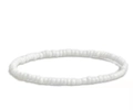 Close-up of a minimalist handmade white beaded bracelet with matte texture and round beads - White (3)